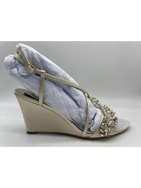 Badgley Mischka Shoes - Badgley Mischka Women's Clarisa Embellished Wedge Sandal Ivory MP5243 Size 9